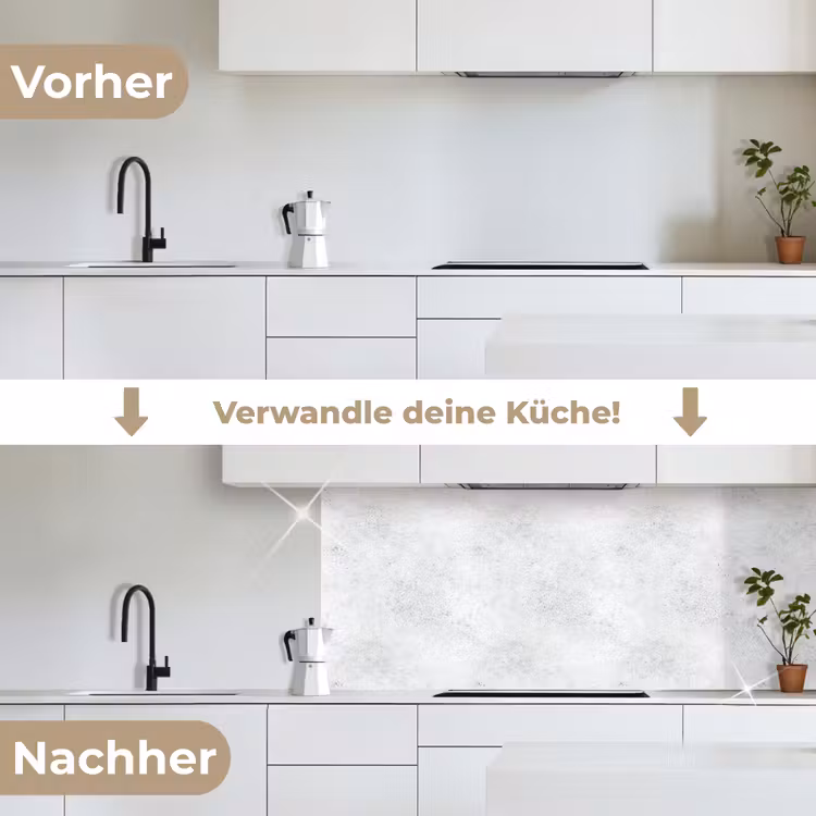 Lichtgrijs - Betonstructuur - Subtiel keuken achterwand 2 middel 871 -voor-na_DE