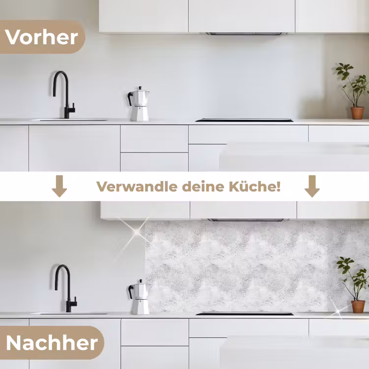Lichtgrijs - Ruw - Subtiel keuken achterwand 2 middel 871 -voor-na_DE
