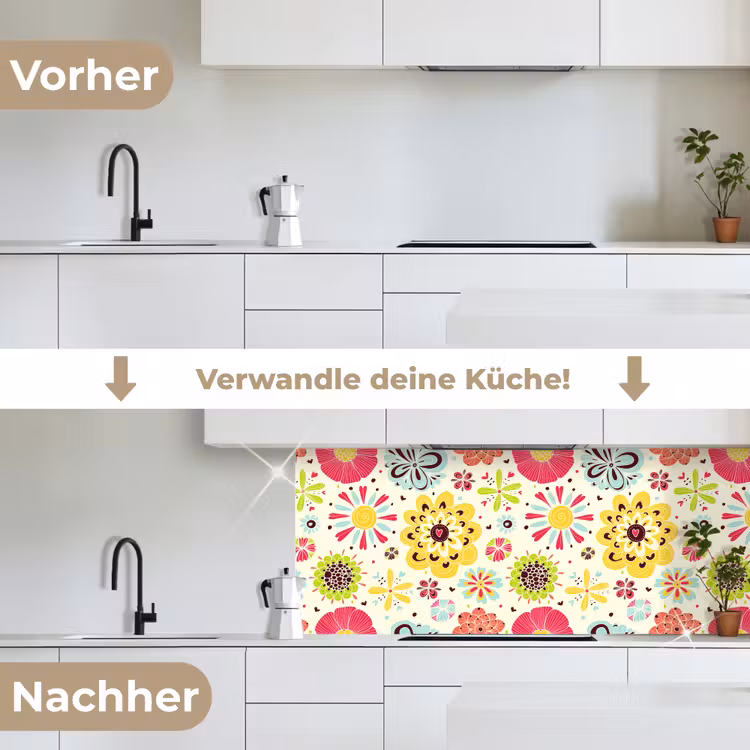 Hart - Bloemen - Patronen keuken achterwand 2 middel 871 -voor-na_DE