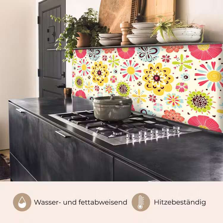 Hart - Bloemen - Patronen keuken achterwand 2 middel 871 -usp_DE