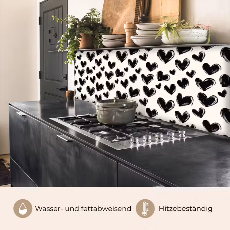 Hartjes - Patroon - Zwart keuken achterwand 2 middel 871 -usp_DE