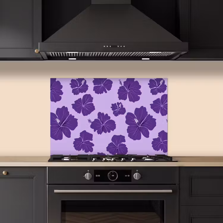 Hibiscus - Bloemen - Paars keuken achterwand spatscherm klein 900 -sfeer1