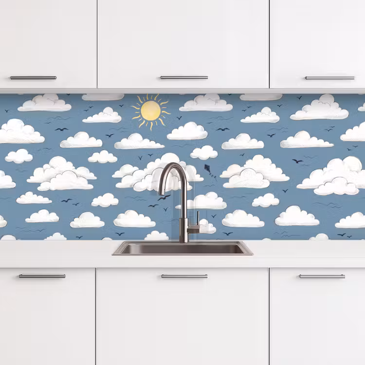 Lucht - Zon - Wolken - Natuur - Blauw keuken achterwand 2 middel -3d