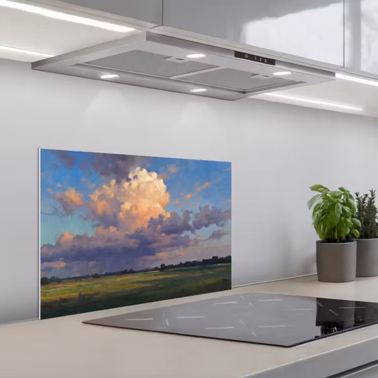 Lucht - Wolken - Landschap - Modern - Oranje keuken achterwand spatscherm klein -3d_schuin