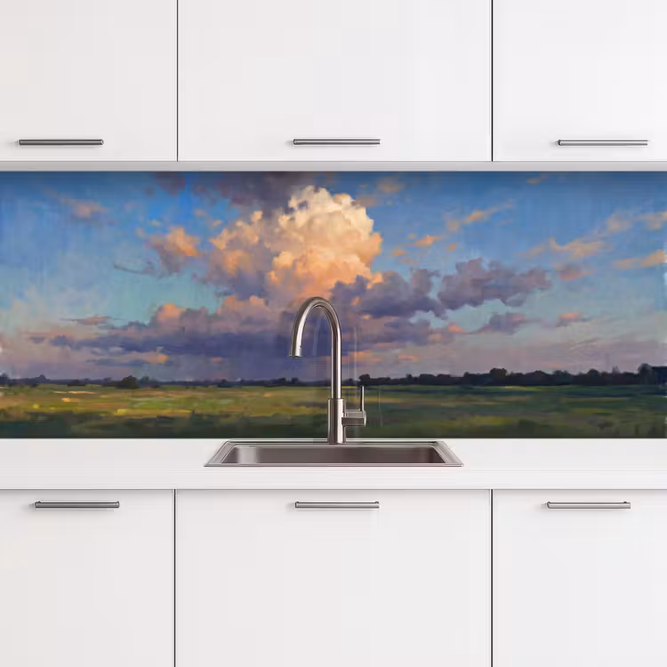 Lucht - Wolken - Landschap - Modern - Oranje keuken achterwand 2 middel -3d
