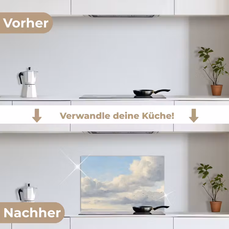 Lucht - Wolken - Natuur - Klassiek - Blauw keuken achterwand spatscherm klein -voor_na_DE