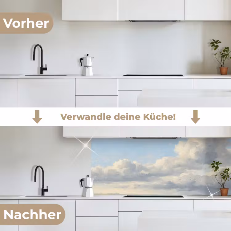 Lucht - Wolken - Natuur - Klassiek - Blauw keuken achterwand 2 middel -voor-na_DE