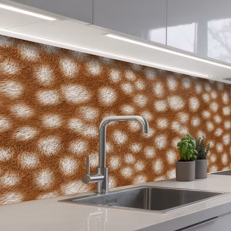 Hert - Vacht - Bruin keuken achterwand 2 middel 871 -3d_schuin