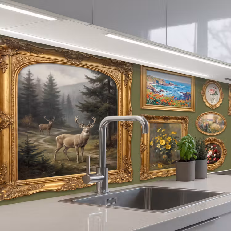 Hert - Bos - Natuur - Klassiek - Dieren keuken achterwand 2 middel -3d_schuin