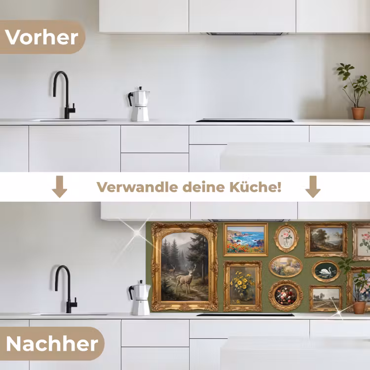 Hert - Bos - Natuur - Klassiek - Dieren keuken achterwand 2 middel -voor-na_DE