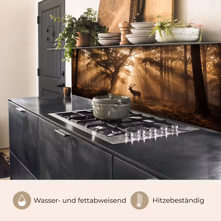 Hert - Bos - Mistig - Natuur - Goud keuken achterwand 2 middel -usp_DE