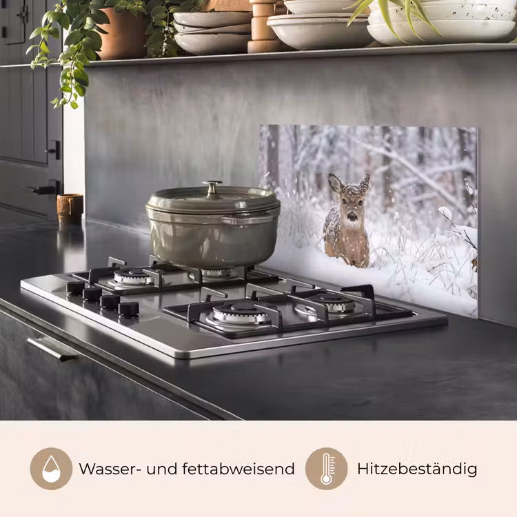 Hert - Sneeuw - Bos - Dieren - Vertederend keuken achterwand spatscherm klein -usp_DE