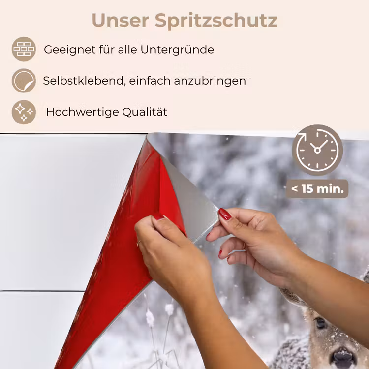 Hert - Sneeuw - Bos - Dieren - Vertederend keuken achterwand spatscherm klein -spatscherm_DE