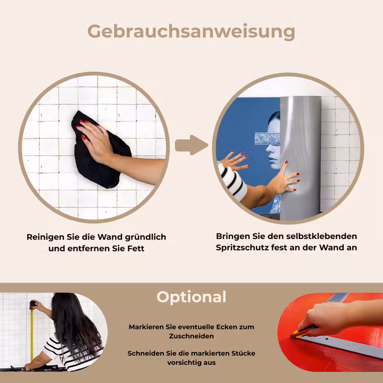 Portret - Klassiek - Wit - Blauw keuken achterwand spatscherm klein -gebruiksaanwijzing_DE