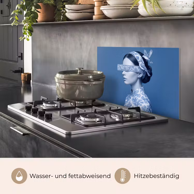Portret - Klassiek - Wit - Blauw keuken achterwand spatscherm klein -usp_DE