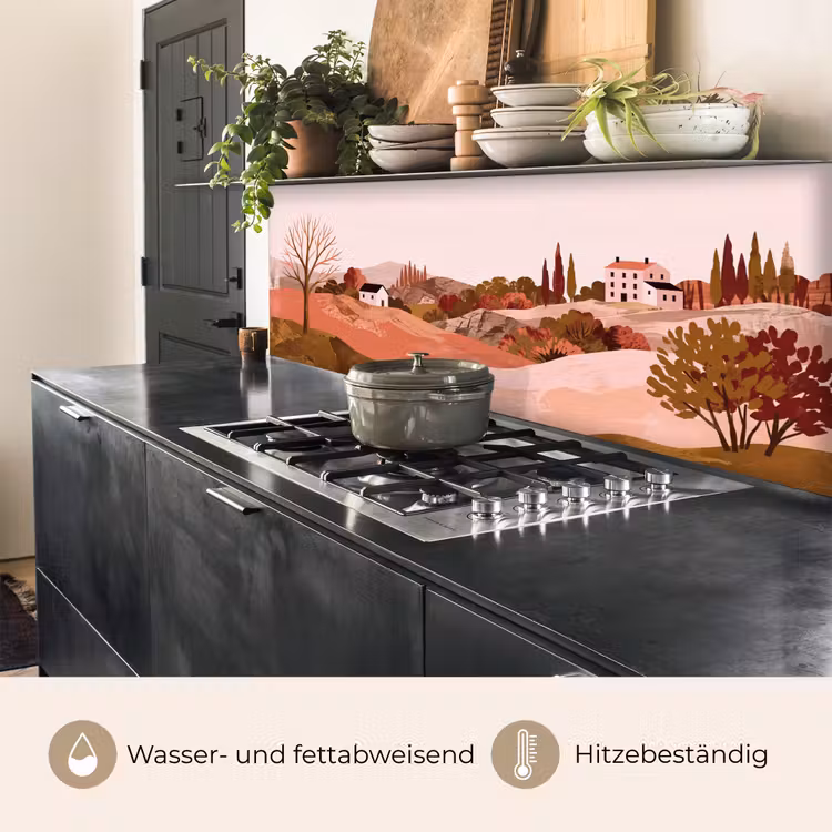 Heuvellandschap - Grafisch - Terracotta keuken achterwand 2 middel -usp_DE