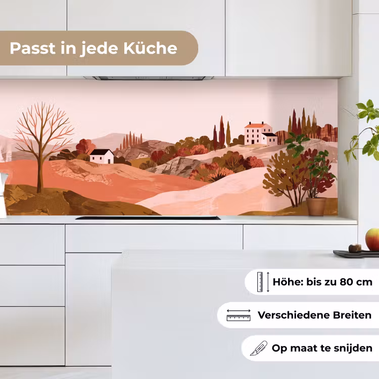Heuvellandschap - Grafisch - Terracotta keuken achterwand 2 middel -sfeer4_DE