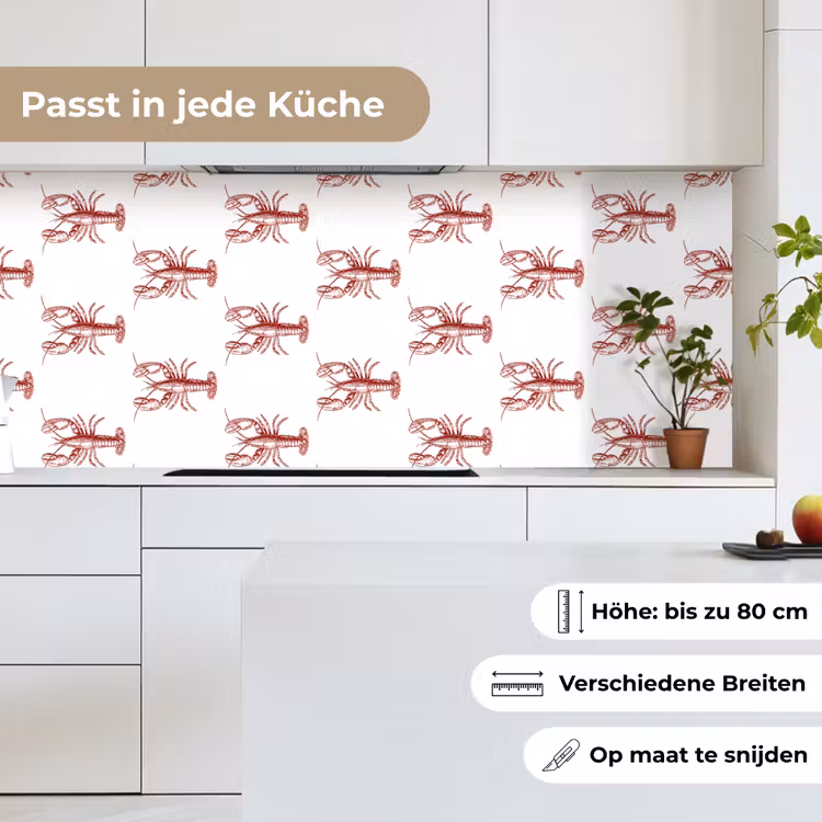 Kreeften - Donkerrood - Patroon keuken achterwand 2 middel -sfeer4_DE