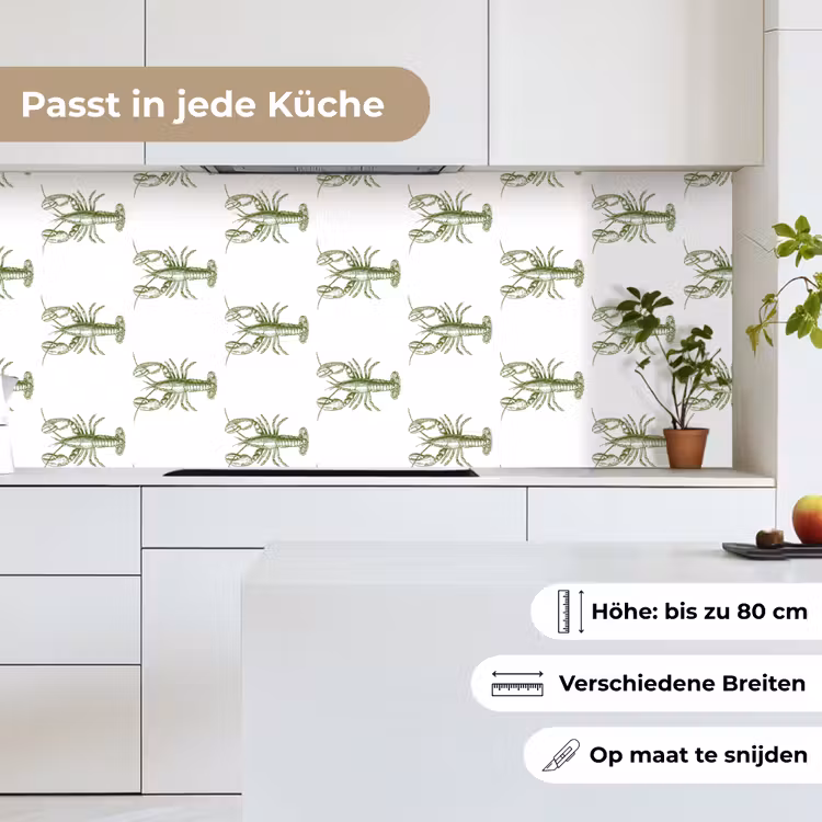 Kreeften - Groen - Patroon keuken achterwand 2 middel -sfeer4_DE