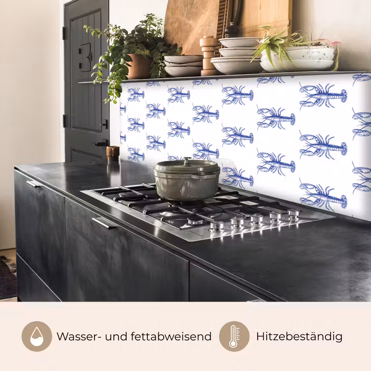 Kreeften - Patroon - Blauw - Wit keuken achterwand 2 middel -usp_DE