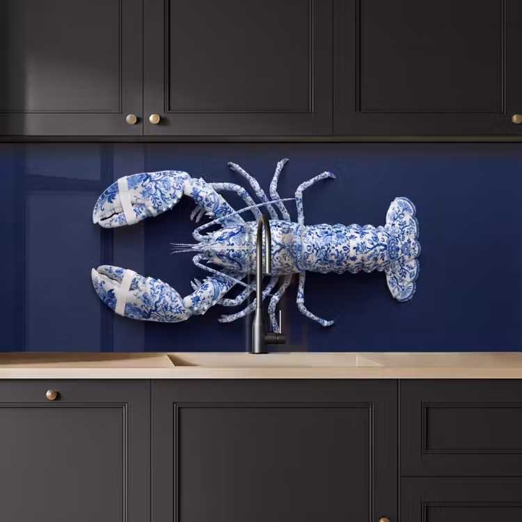 Kreeft - Porselein - Delfts - Blauw keuken achterwand 2 middel -sfeer1