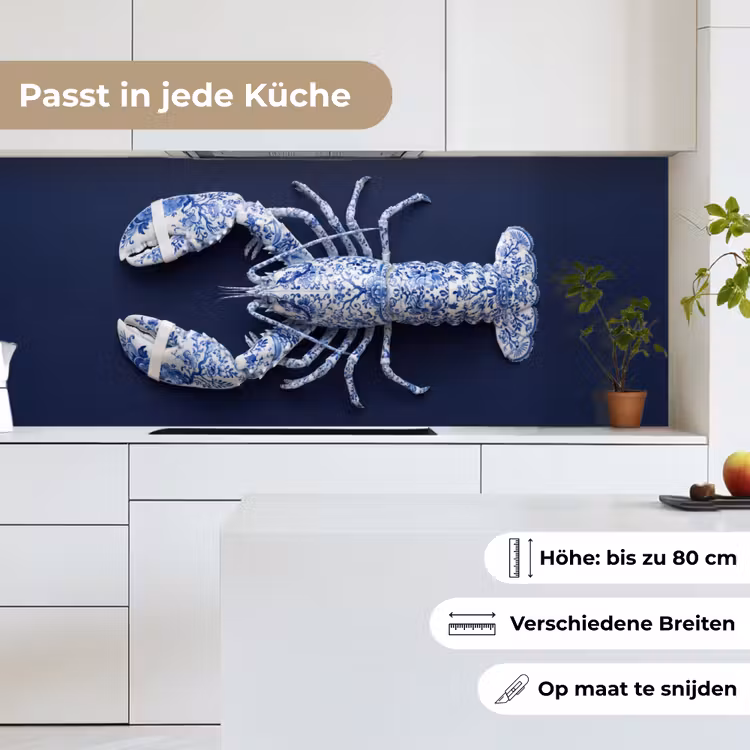 Kreeft - Porselein - Delfts - Blauw keuken achterwand 2 middel -sfeer4_DE