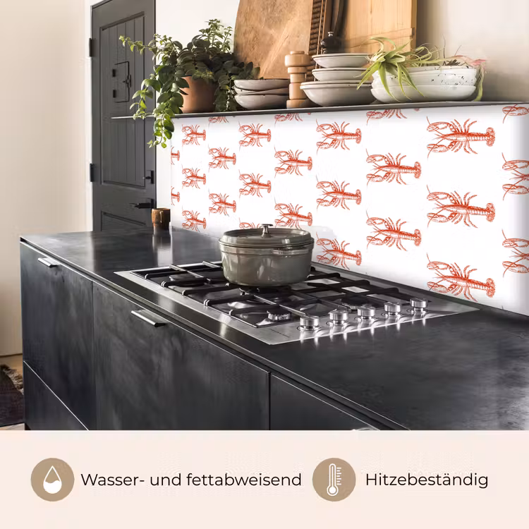 Kreeften - Rood - Patroon keuken achterwand 2 middel -usp_DE