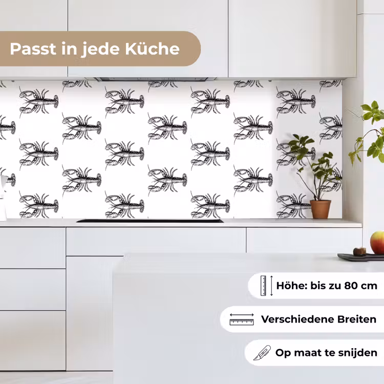 Kreeften - Zwart - Patroon keuken achterwand 2 middel -sfeer4_DE
