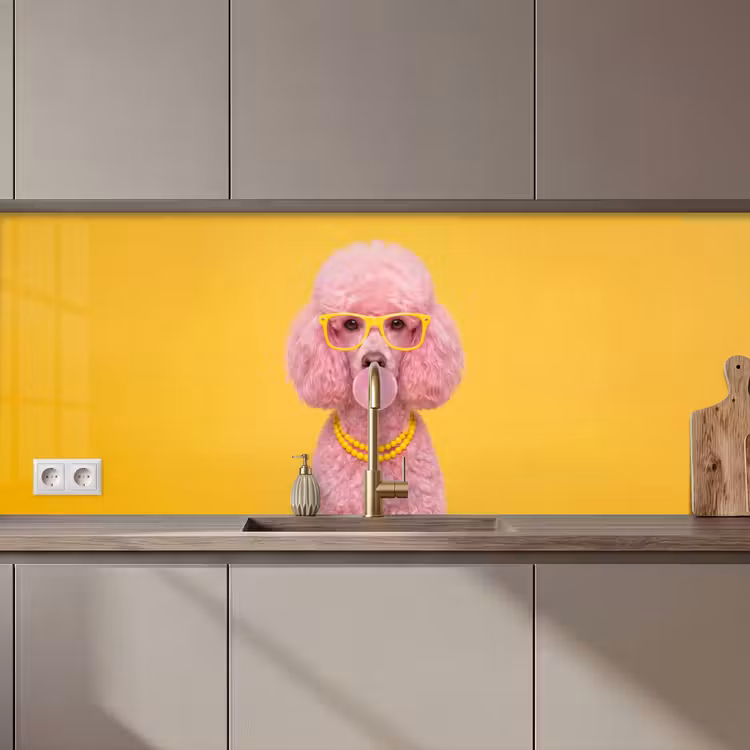 Hond - Kauwgum - Dieren - Modern - Roze keuken achterwand 2 middel zz_3dshopping