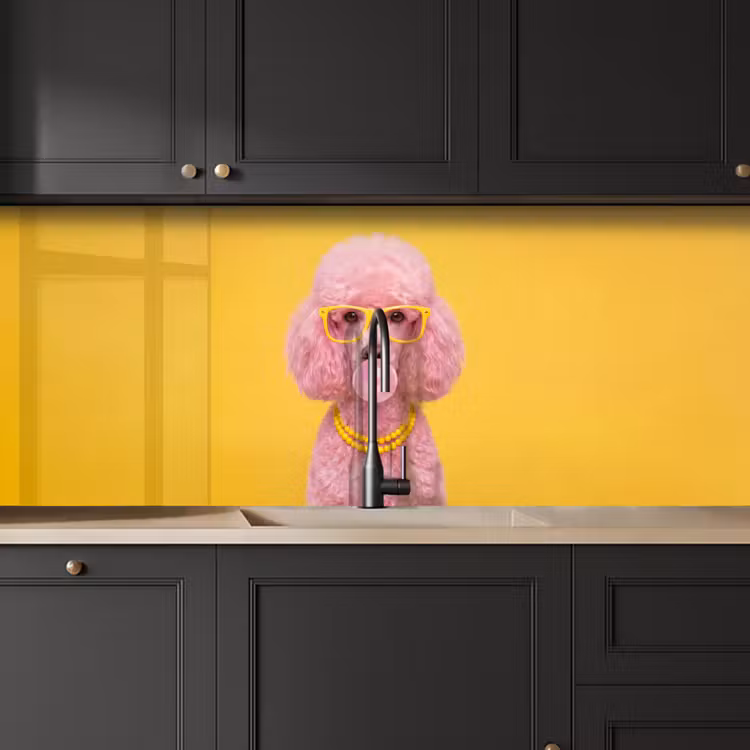 Hond - Kauwgum - Dieren - Modern - Roze keuken achterwand 2 middel -sfeer1