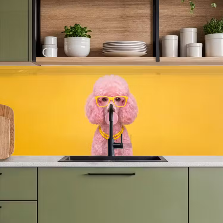 Hond - Kauwgum - Dieren - Modern - Roze keuken achterwand 2 middel -sfeer3
