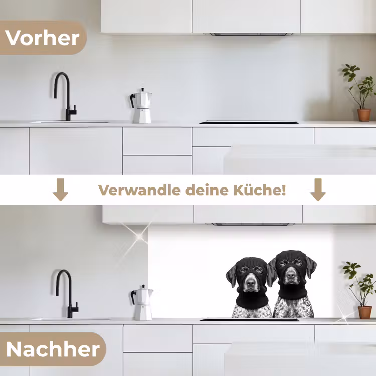 Honden - Bivakmuts - Zwart - wit keuken achterwand 2 middel -voor-na_DE