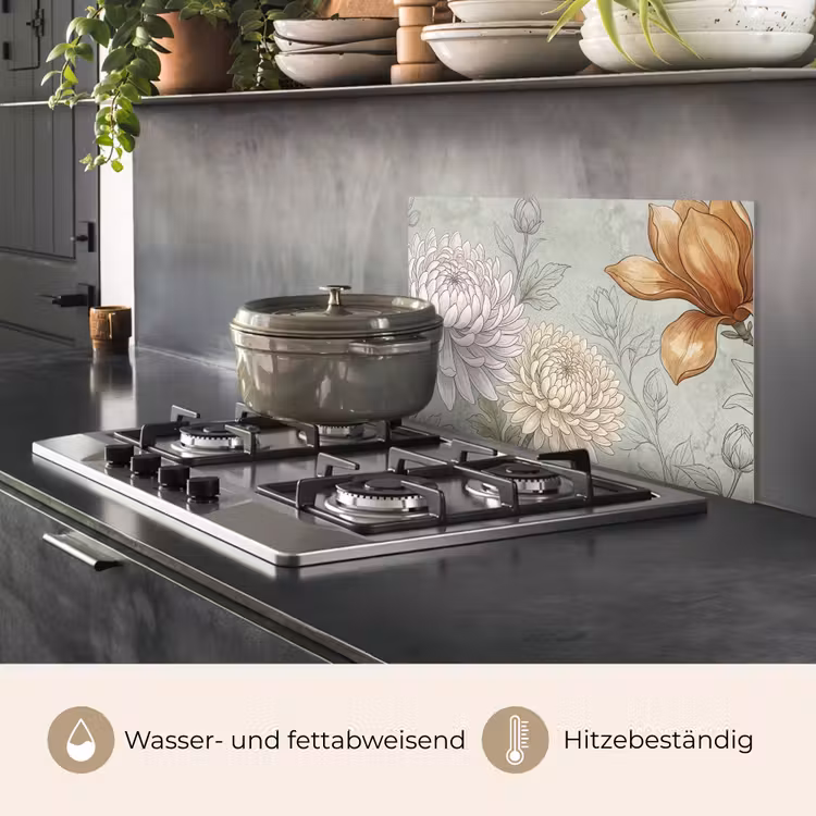 Illustratie - Bloemen - Groen keuken achterwand spatscherm klein -usp_DE