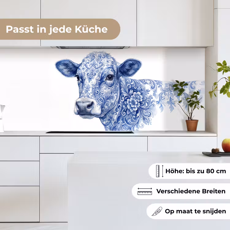 Illustratie - Koe - Blauw keuken achterwand 2 middel -sfeer4_DE