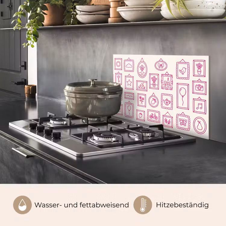 Illustratie - Collectie - Kunst - Minimalistisch - Roze keuken achterwand spatscherm klein -usp_DE