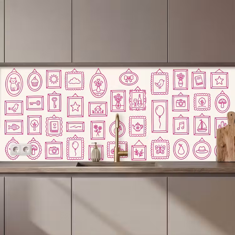 Illustratie - Collectie - Kunst - Minimalistisch - Roze keuken achterwand 2 middel zz_3dshopping
