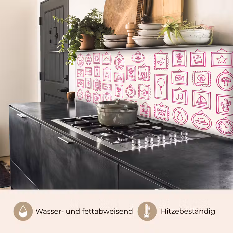 Illustratie - Collectie - Kunst - Minimalistisch - Roze keuken achterwand 2 middel -usp_DE