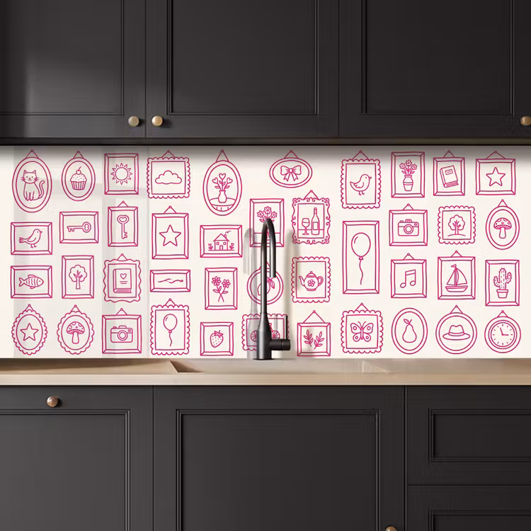 Illustratie - Collectie - Kunst - Minimalistisch - Roze keuken achterwand 2 middel -sfeer1