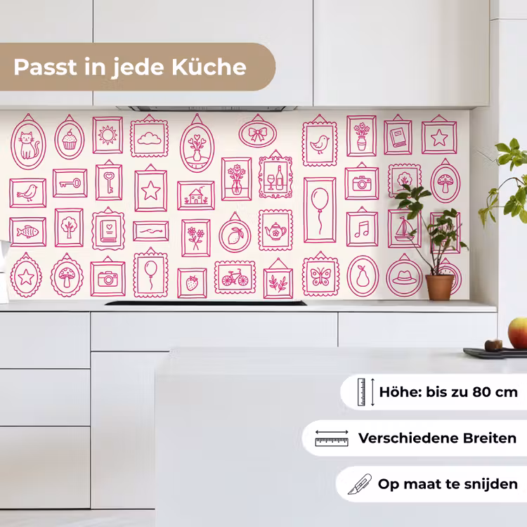 Illustratie - Collectie - Kunst - Minimalistisch - Roze keuken achterwand 2 middel -sfeer4_DE