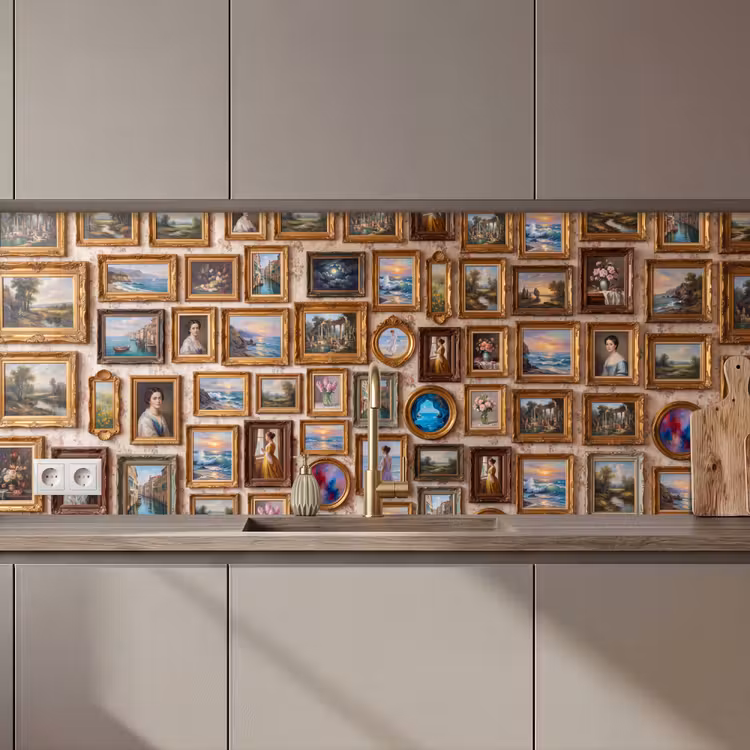 Interieur - Kunst - Collectie - Klassiek - Goud keuken achterwand 2 middel zz_3dshopping