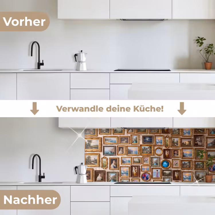 Interieur - Kunst - Collectie - Klassiek - Goud keuken achterwand 2 middel -voor-na_DE