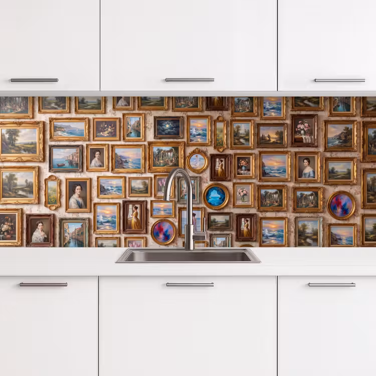 Interieur - Kunst - Collectie - Klassiek - Goud keuken achterwand 2 middel -3d