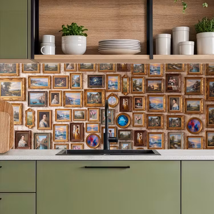 Interieur - Kunst - Collectie - Klassiek - Goud keuken achterwand 2 middel -sfeer3