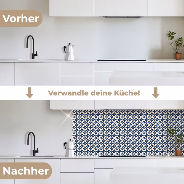 Japan - Patronen - Blauw keuken achterwand 2 middel 871 -voor-na_DE