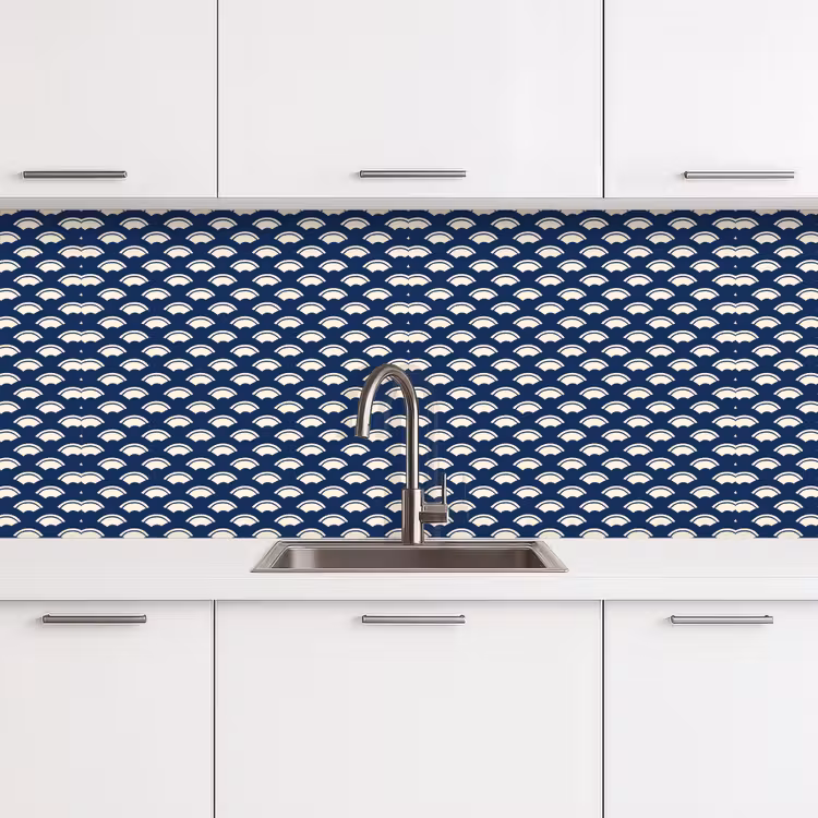 Japans - Blauw - Wit - Patronen keuken achterwand 2 middel 871 -3d