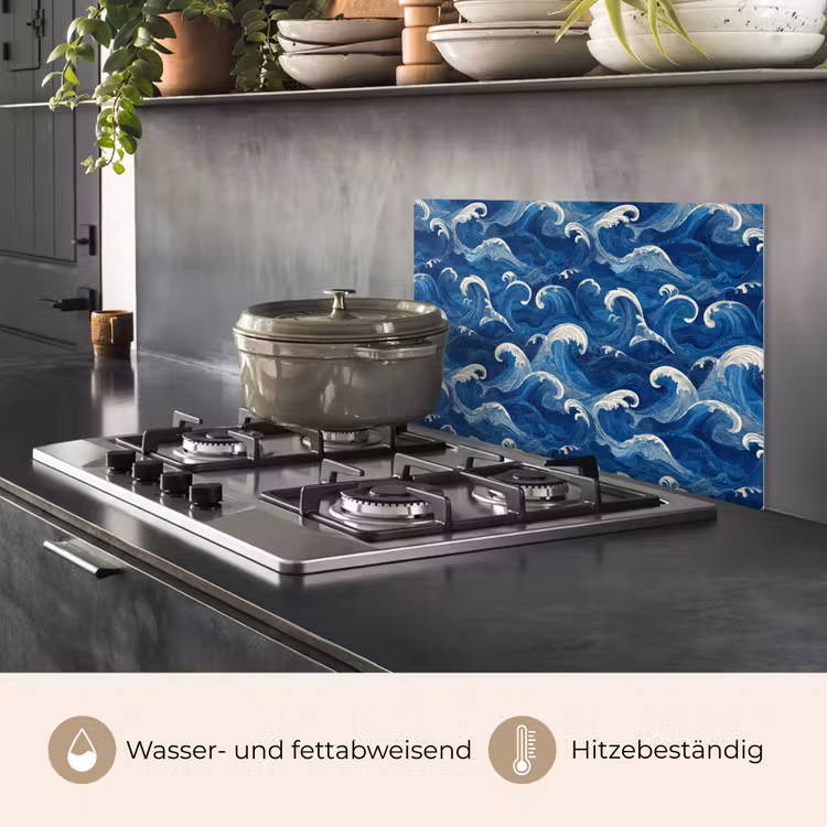 Japans - Oceaan - Golven - Blauw keuken achterwand spatscherm klein 900 -usp_DE