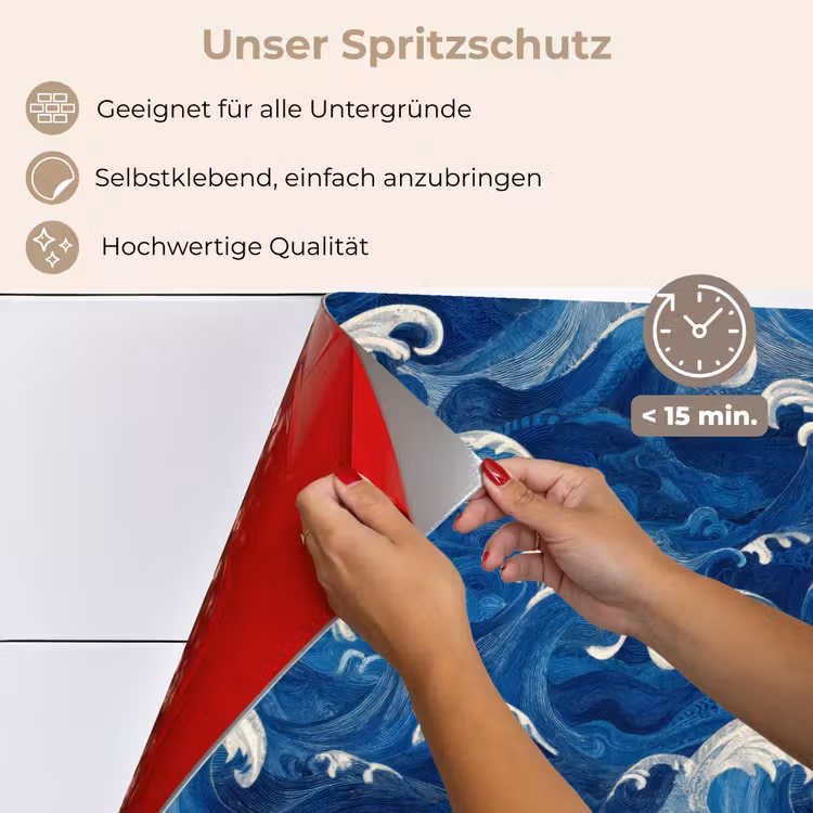 Japans - Oceaan - Golven - Blauw keuken achterwand spatscherm klein 900 -spatscherm_DE