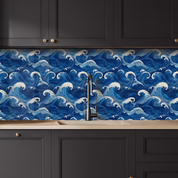 Japans - Oceaan - Golven - Blauw keuken achterwand 2 middel 871 -sfeer1