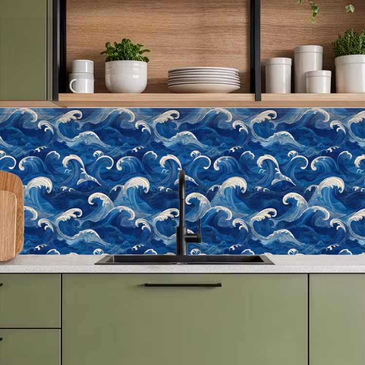 Japans - Oceaan - Golven - Blauw keuken achterwand 2 middel 871 -sfeer3