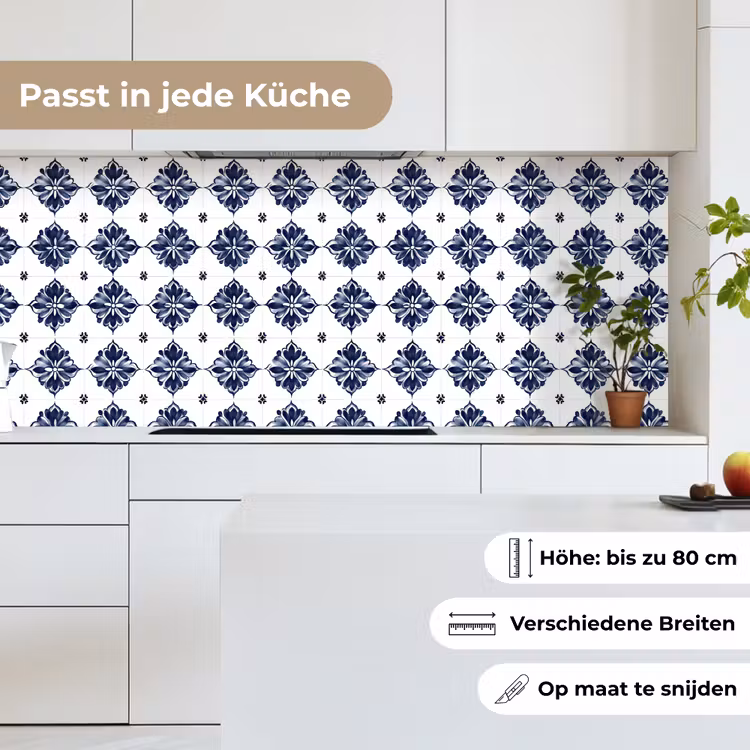 Tegelmotief - Blauw - Wit - Bloem keuken achterwand 2 middel 871 -sfeer4_DE
